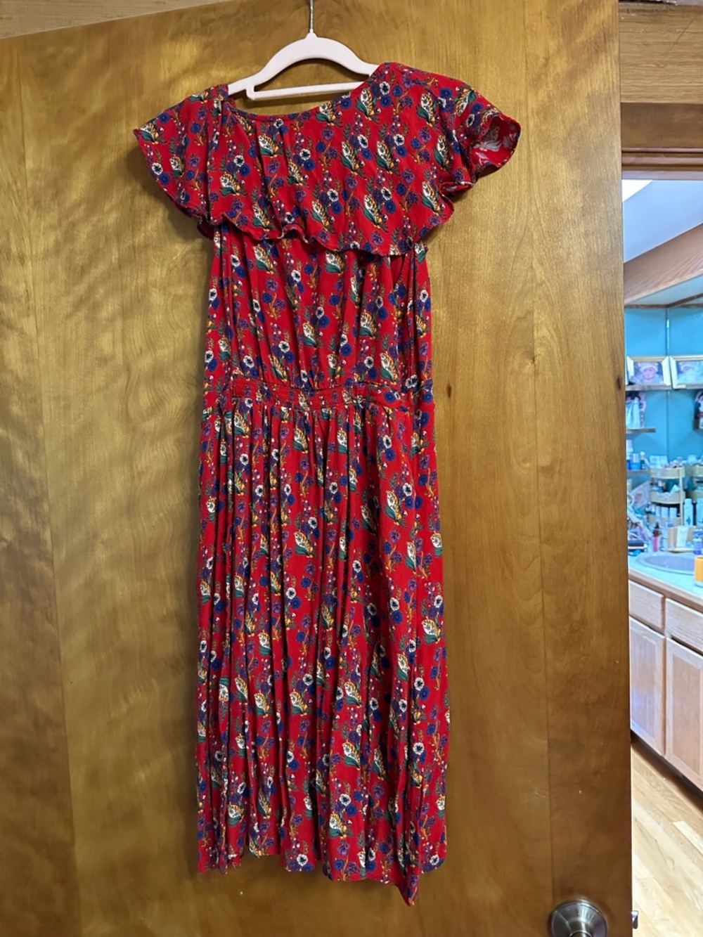 Maeve Red Floral Ruffle-Front Mini Dress - Picture 2 of 4